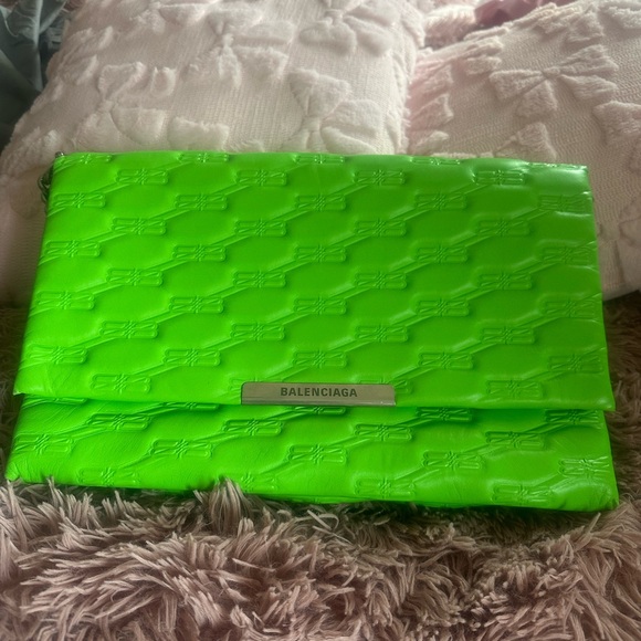 Balenciaga Handbags - Balenciaga Bright Green Embossed Clutch